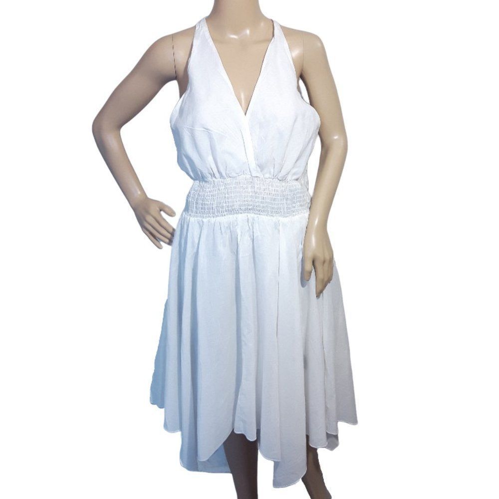 White Marilyn Style Halter Dress 100% Cotton Size XL
